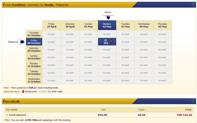 Frankfurt Manila mit Saui Arabian Airlines für 464,- Euro